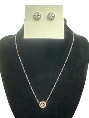 Tory Burch miller Silver pave Earrings & necklace sets